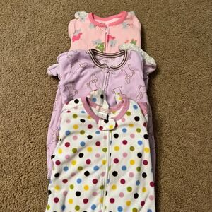LOT of 3 Pairs Toddler Girls Size 2T Footie Sleepers Zip Up